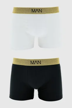 New boohooMAN 3 Pack Man Roman Gold Waistband Boxers In multi