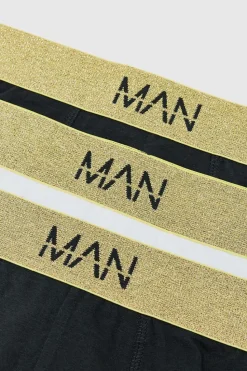 New boohooMAN 3 Pack Man Roman Gold Waistband Boxers In multi