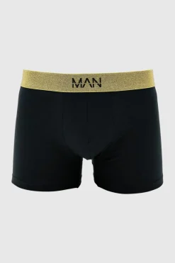 Fashion boohooMAN 3 Pack Man Signature Gold Waistband Boxers In black