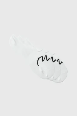 Discount boohooMAN 3 Pack Man Signature Invisible Socks white