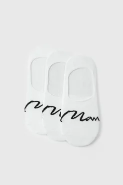 Discount boohooMAN 3 Pack Man Signature Invisible Socks white