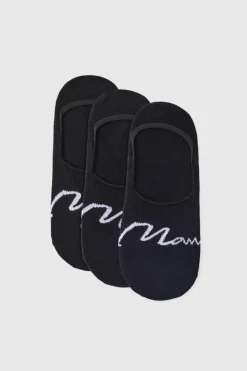 Online boohooMAN 3 Pack Man Signature Invisible Socks black