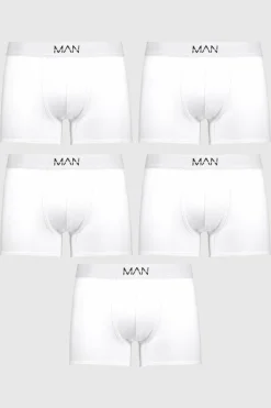 Store boohooMAN 5 Pack MAN Trunks white
