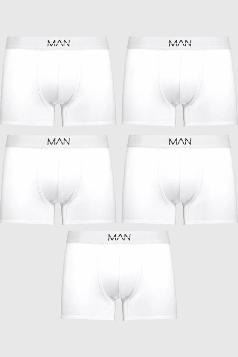 Store boohooMAN 5 Pack MAN Trunks white