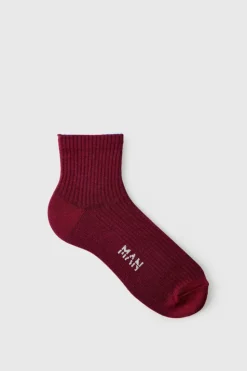Best boohooMAN 2 Pack Man Woven Tab Socks burgundy