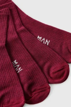 Best boohooMAN 2 Pack Man Woven Tab Socks burgundy