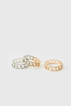 Best Sale boohooMAN 3 Pack Mixed Rings silver