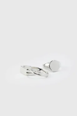 Best Sale boohooMAN 3 Pack Signet Rings silver