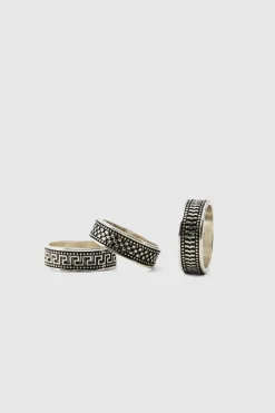 Cheap boohooMAN 3 Pack Ring Set silver