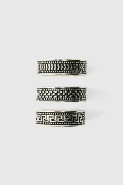 Cheap boohooMAN 3 Pack Ring Set silver