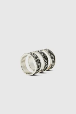 Cheap boohooMAN 3 Pack Ring Set silver