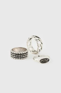 Cheap boohooMAN 3 Pack Signet Rings silver