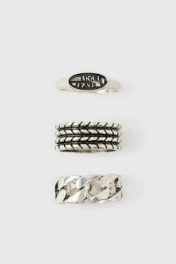 Cheap boohooMAN 3 Pack Signet Rings silver