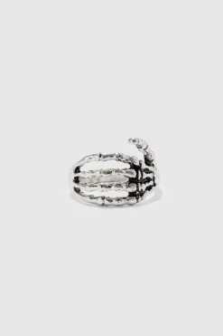 Store boohooMAN 3 Pack Skeleton Detail Rings silver