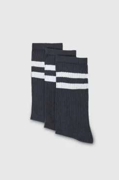 Flash Sale boohooMAN 3 Pack Sport Stripe Socks black