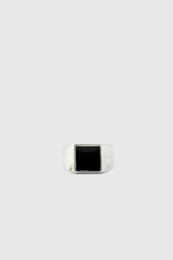 Store boohooMAN 3 Pack Stone Embossed Rings silver