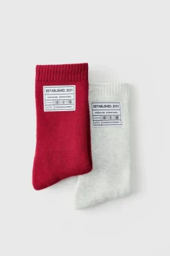 Hot boohooMAN 2 Pack Woven Tab Lounge Socks multi
