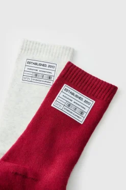 Hot boohooMAN 2 Pack Woven Tab Lounge Socks multi