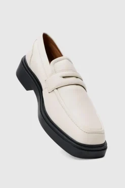 New boohooMAN Padded Pu Loafer In ecru