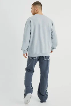 Fashion boohoo Panel Denim Jacket and Jeans Set mid grey