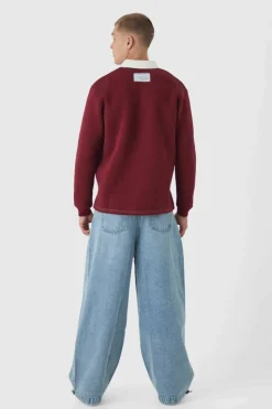 Cheap boohooMAN Parachute Baggy Blue Washed Jeans light blue