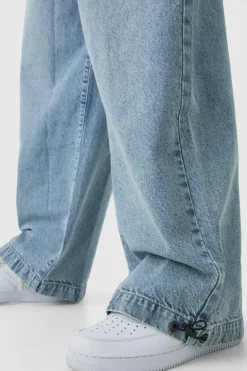 Cheap boohooMAN Parachute Baggy Blue Washed Jeans light blue