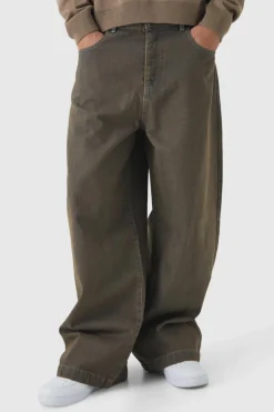 Discount boohooMAN Parachute Baggy Washed Jeans brown