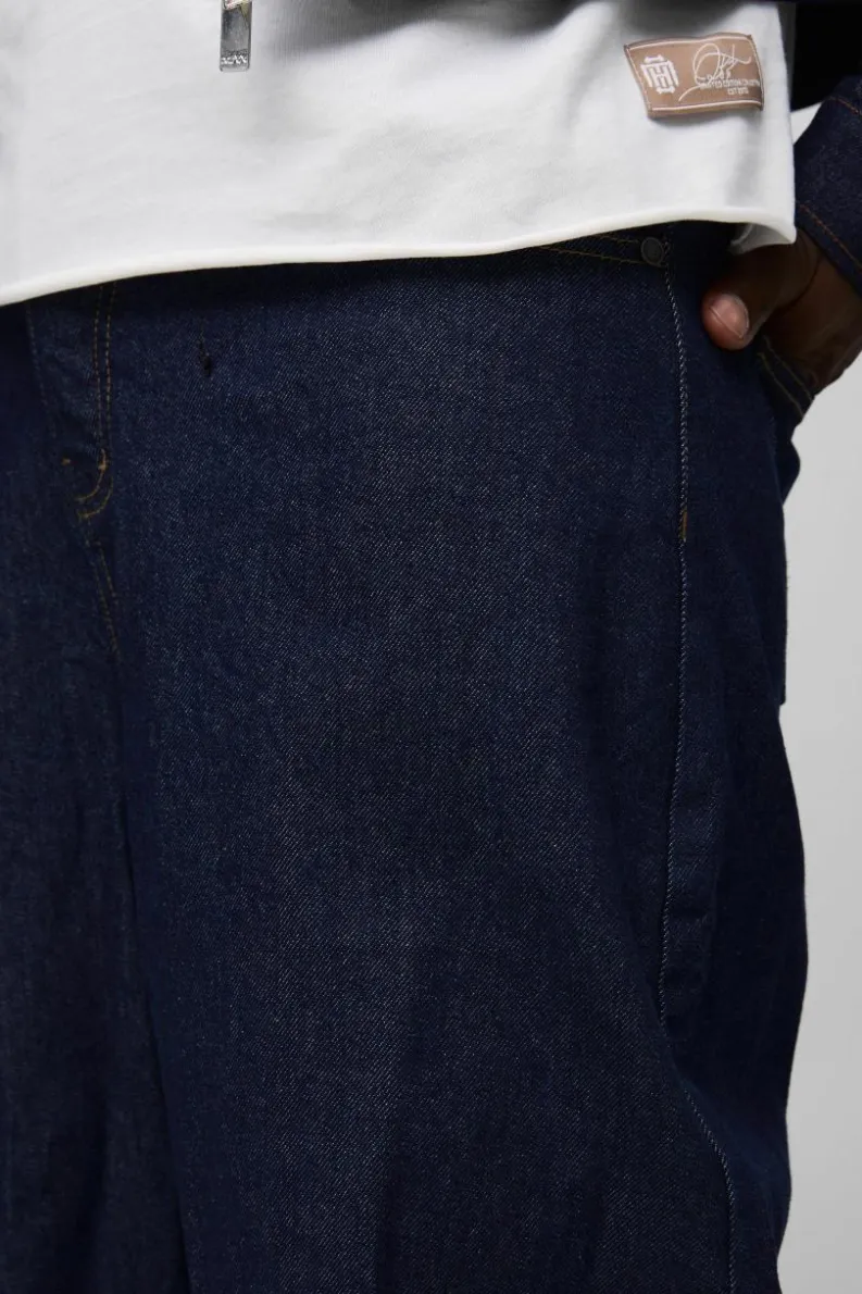 Hot boohooMAN Parachute Baggy Jeans indigo