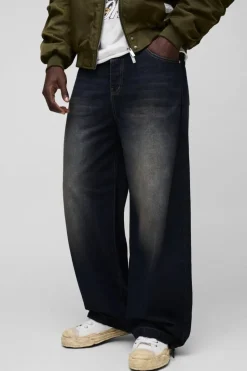 Clearance boohooMAN Parachute Baggy Washed Jeans vintage blue
