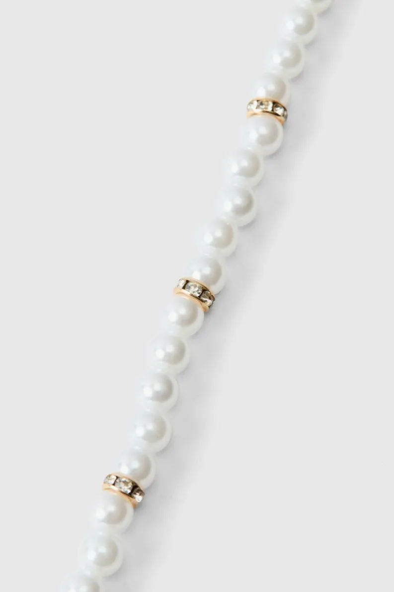 Shop boohooMAN Pearl Bead Necklace in gold