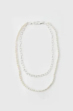 Cheap boohooMAN Pearl Jean Chain silver
