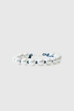 Best Sale boohooMAN Pearl Rope Bracelet silver
