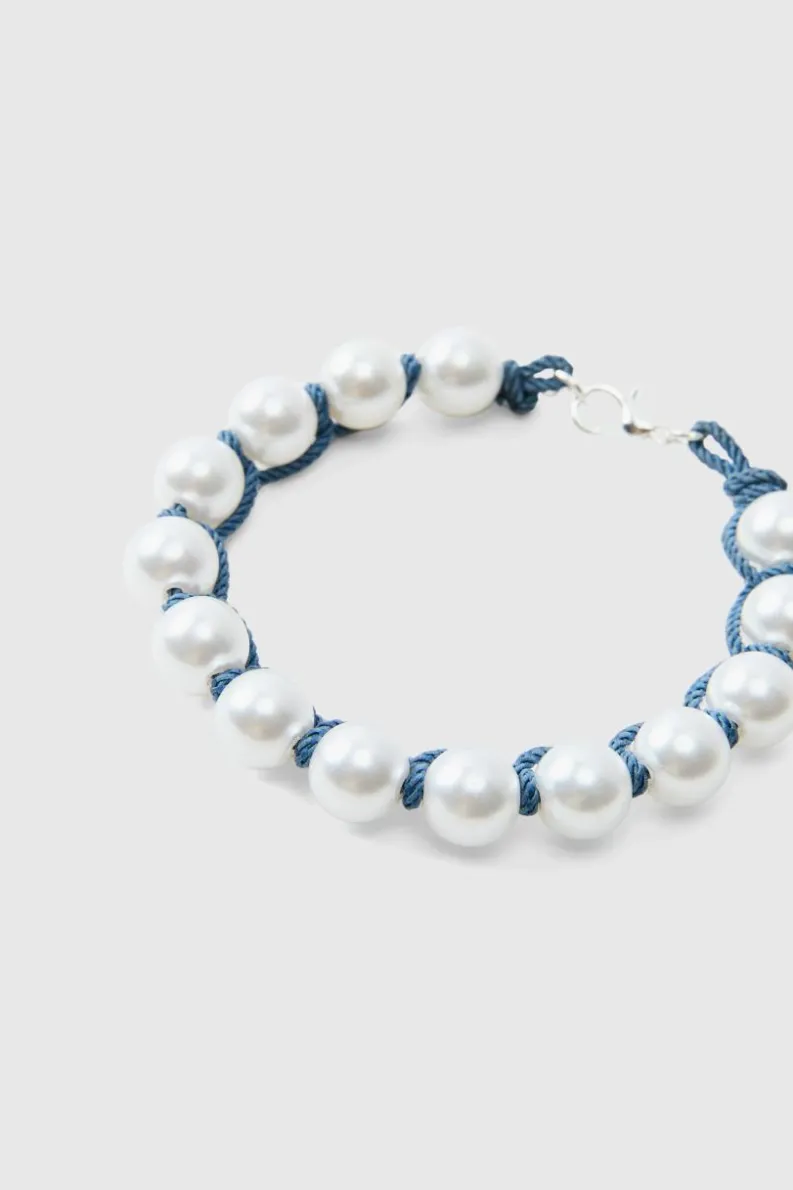 Best Sale boohooMAN Pearl Rope Bracelet silver