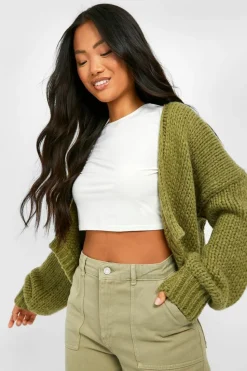 Flash Sale boohoo Petite Premium Chunky Knit Cardigan light khaki