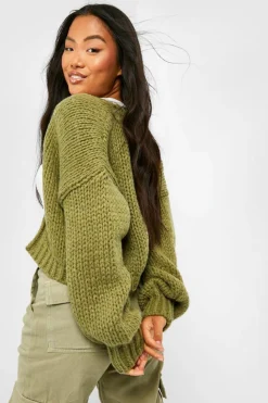 Flash Sale boohoo Petite Premium Chunky Knit Cardigan light khaki