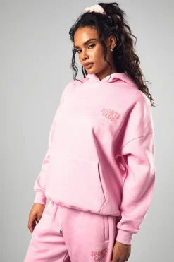 Online boohoo Dsgn Studio Sports Bubble Slogan Oversized Hoodie pink