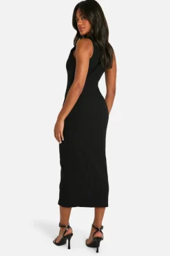 Hot boohoo Pinstripe Bengaline Blazer Midaxi Dress black