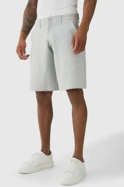 Outlet boohooMAN Pinstripe Woven Jort With Boxer Double Waistband grey