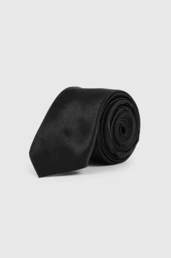 Hot boohooMAN Plain Slim Tie black