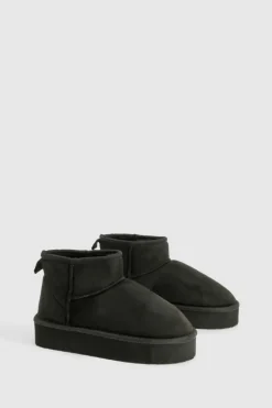Cheap boohoo Platform Cosy Ankle Boots black