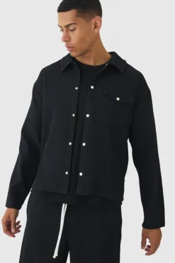 Store boohooMAN Pleated Overshirt black