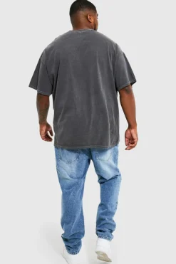 Cheap boohooMAN Plus Acid Wash Star Wars License T-shirt charcoal