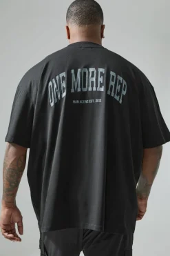 Flash Sale boohooMAN Plus Active Extended Neck One More Rep Oversized T-shirt black