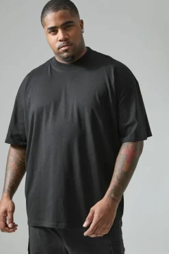 Flash Sale boohooMAN Plus Active Extended Neck One More Rep Oversized T-shirt black