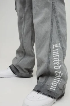 Hot boohooMAN Plus Applique Gusset Cargo Flared Jeans grey