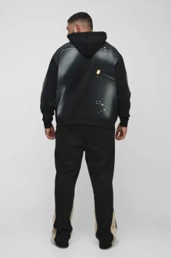 Discount boohooMAN Plus Applique Slim Star Gusset Jogger black