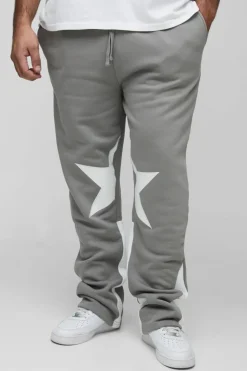 Flash Sale boohooMAN Plus Applique Slim Star Gusset Jogger charcoal