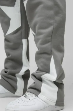 Flash Sale boohooMAN Plus Applique Slim Star Gusset Jogger charcoal