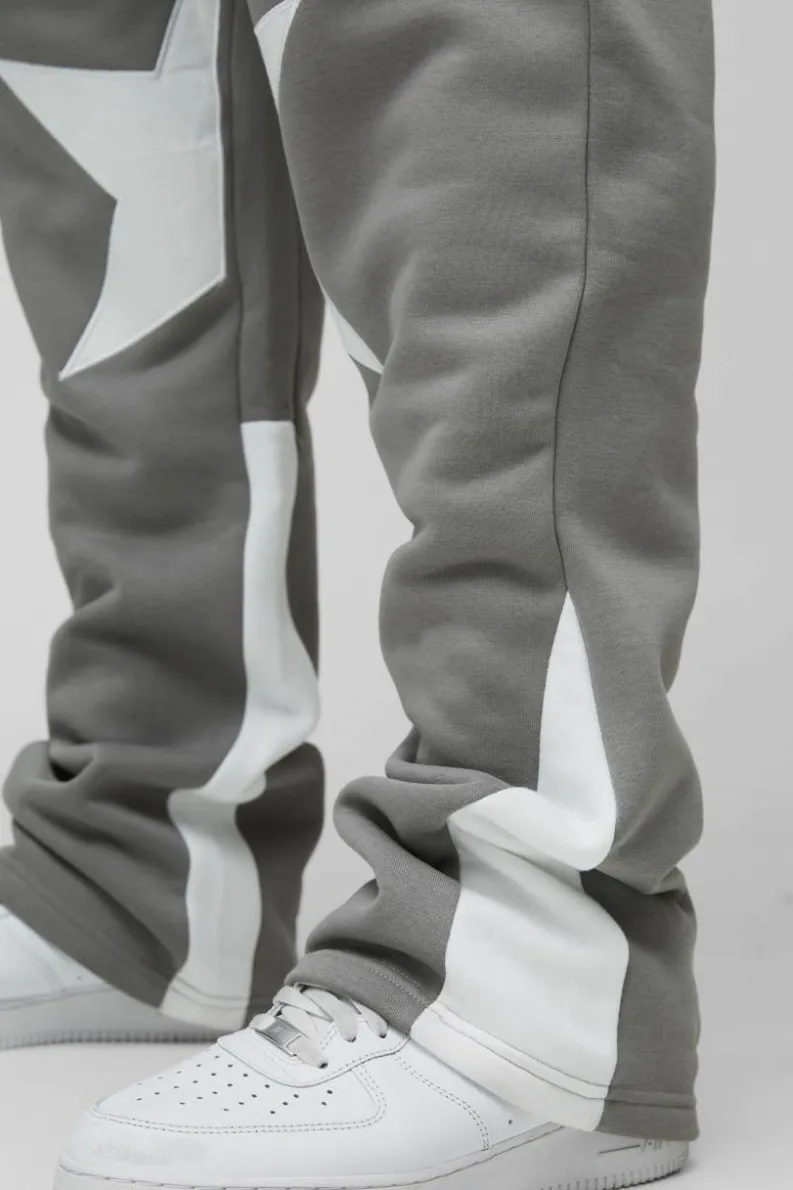 Flash Sale boohooMAN Plus Applique Slim Star Gusset Jogger charcoal