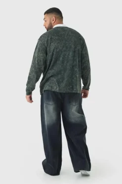 Fashion boohooMAN Plus Baggy Fit Super Distressed Jeans washed black